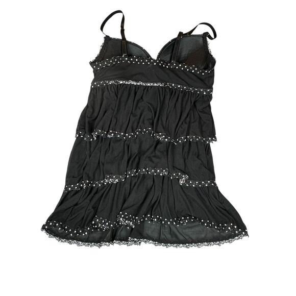 Unbranded Nightie Womens Medium Black Semi Sheer Ruffle Tier Layers V Neck - Picture 2 of 10